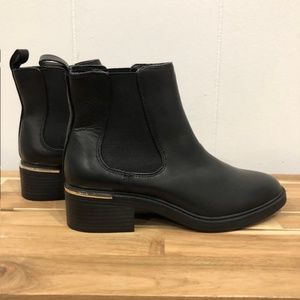 Kenneth Cole // Ankle Boots // Black // Gold Trim